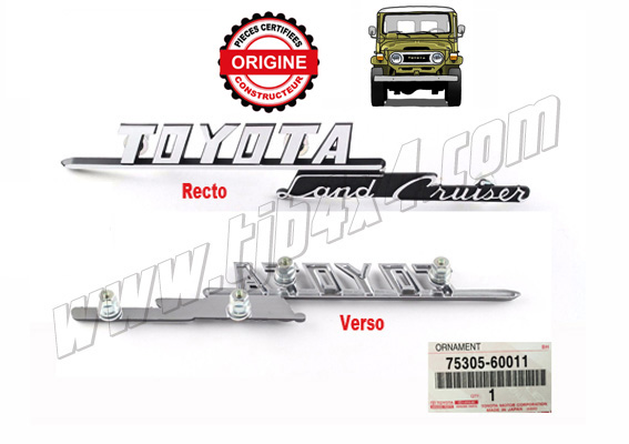 Sigle de joue d'aile "Toyota Land Cruiser", FJ40, constructeur